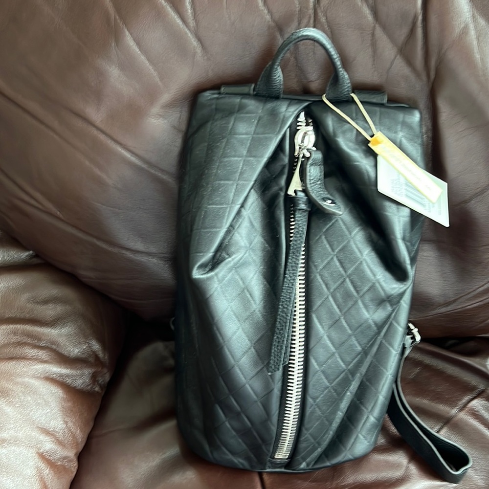 New Aimee Kestenberg black leather back pack